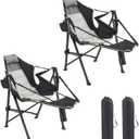 Hammock Camping Chair 2 Pack with Removable Footrest, 400lbs Heavy Duty Portable Swing Chair Outdoor with Adjustable Back, Foldable Camping Chair with Headrest and Cup Holder for Camping, Patio, Lawn