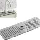 Faucet Mat for Kitchen Sink - 2024 Upgraded Premium Silicone Splash Guard with Fast Drying Properties - Protective Sink Tray Ideal for Stone Sinks in Kitchen & Bathroom (1, Gray)