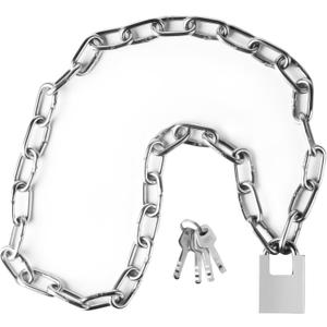 47.24 inch/1.2 Meter Stainless Steel Security Chain Lock with Anti-Cut Padlock & 2 Keys - Heavy Duty Anti-Theft Protection for Bicycle, Motorcycle, Scooter, Door, Fence, Garage