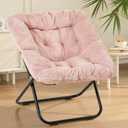Sweetcrispy Comfy Chair for Adults, Foldable Living Room Chair, Soft Faux Fur Lounge for Bedroom Dorm Rooms, Comfortable Reading Chair for Teens, X-Large, Square