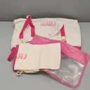 Empty Mahjong Tile Bags Set for American Tiles and Racks,Canvas Tote Bag with Mat Holder Accessories Organizer,Portable Mahjong Case Drawstring Protective Sleeve for Rack Pushers,Rose Red