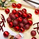 Liliful 30 Pcs Red 2.36'' Christmas Balls Ornaments with 30 Pcs Velvet Bows for Christmas Tree Shatterproof Plastic Hanging Ornaments Decorations for Holiday Wreath Indoor Outdoor Party Decor