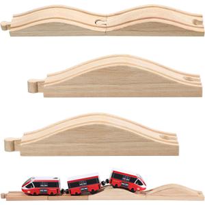 Liliful 2 Pcs Wooden Train Track Accessories Expansion Wood Train Track Pieces Compatible with Most Toy Railroads for Kids Boys Girls Toys