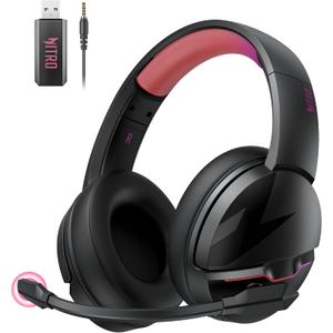 acer Wireless Gaming Headset, PS5 Headset with 2.4GHz for Ps5, Ps4, PC, Switch, Bluetooth 5.3 + 100Hrs Gaming Headphones with Noise Canceling Mic for Laptop, Mobile, Mac, 50mm Drivers (Blackpink)