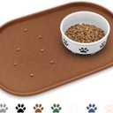 KPWACD Pet Placemat for Dog and Cat, Anti-Slip Waterproof Dogs Feeding Bowl Mat Prevent Food and Water Overflow, Silicone Puppy Dish Mats Suitable for Small Medium Big Pets, Brown, 24" * 16" (Many Paw - 24"x16")