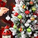 RoundFunny 12 Pcs Christmas Ball Ornaments 2.36 Inch Ornaments Glittering Plastic Hanging Decorations Elf Balls Swirl Candy Cane Peppermint Red and Green Christmas Tree Pendants for Xmas Tree Decor