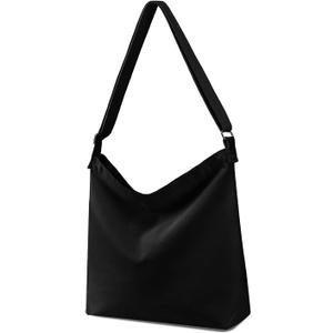 Women's blank large Size Canvas Crossbody Tote Handbags Shoulder Bag (Black)