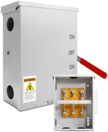 200 Amp Transfer Switch, 3P 120/240V, 48000W General-Duty Double-Throw Safety Switch, Meeting NEMA 3R Standards for Outdoor and Indoor