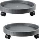 2 Pack of 14.2 Inch Planter Caddies Rolling Saucer Caddy with Wheels, Heavy Duty Wheeled Stand for Potted Plant, Round Coaster Roller Base Tray with Casters, Flower Pot Dolly Holder for Indoor Outdoor (Gray)