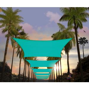 Amgo 10' X 16' Turquoise Rectangle Sun Shade Sail Canopy Awning UPF50+ AGTAPR1016, 95% UV Blockage, Water & Air Permeable, Commercial and Residential
