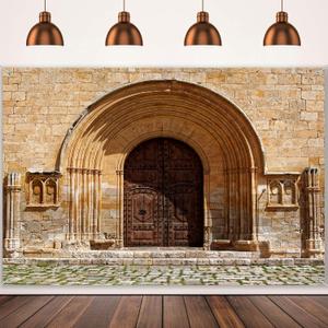 HANGYING Medieval Morocco Architecture Photography Backdrop,7x5ft Ancient City Gate Photo Background,Vintage Brick Wall Arched Door Holiday Travel Party Decor Portrait Photography Studio Props DX07WH