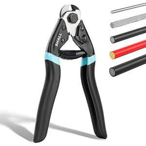 SHALL Cable Cutter, 7-1/2 inch Wire Rope Cutter Heavy Duty for Cuttings Up to 5/32", Chrome Vanadium Steel Jaw for Hard Wire Ropes, Steel Wires, Aircraft Cables, Railing, Metal Fence, Bike Bicycle Brake
