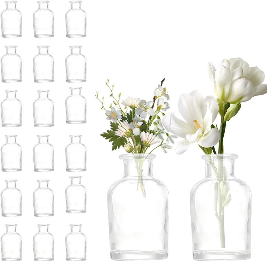 20 Pcs Glass Bud Vase in Bulk, Clear Mini Flower Vases for Centerpieces, Glass Bottles Table Decoration for Party, Wedding, Housewarming, Christmas, Birthdays, Home Decor