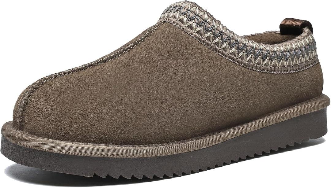 Women's Slippers Genuine Suede Platform Mini Boots Mens Faux Fur Warm Lining Winter Mules Cozy Warm House Shoes Indoor and Outdoor (8, Mocha)