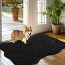 BSICPRO Dog Mat for Mud Paws, 24x36 Low Profile Absorbent Dirt Trapper Door Mat, Non-Slip Washable Mud Mat for Dogs, Microfiber Pet Rug Mat for Front Door Indoor, Patio, Entrance (Black)