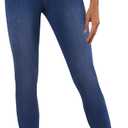 COPYLEAF Stretchy Jeans for Women Trendy Butt Lifting Leggings with Pockets Crossover Waisted Jeggings Pull on Skinny Jeans (Blue, M)