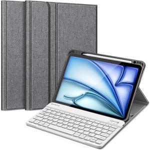 FINTIE Keyboard Case for iPad Air 11-inch M3 (2025) / M2 (2024), iPad Air 5th (2022) / 4th Generation 10.9 Inch - Soft TPU Cover w/Magnetically Detachable Bluetooth Keyboard, Gray
