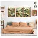 Aurlan Abstract Mountain Landscape Wall Art Set(16”x24”), 3 Pieces Green Forest Nature Framed Canvas Artwork, Large Boho Minimalist Watercolor Scenery Wall Decor for Office Bedroom Living Room