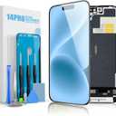 Screen Replacement for iPhone 14 Pro, 6.1 Inch Full HD LCD and Touch Digitizer Assembly Includes Repair Tools, Waterproof Adhesive, and Tempered Glass Screen Protector (Black)