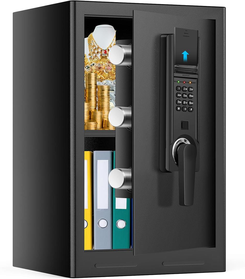 3.0 Cub Large Safes for Home Use Fire and Water proof, Anti-theft Fireproof Safe with Electronic Keypad, Spare Keys and Alarm Systerm, Digital Home Security Safe Box for Documents Money Medicines
