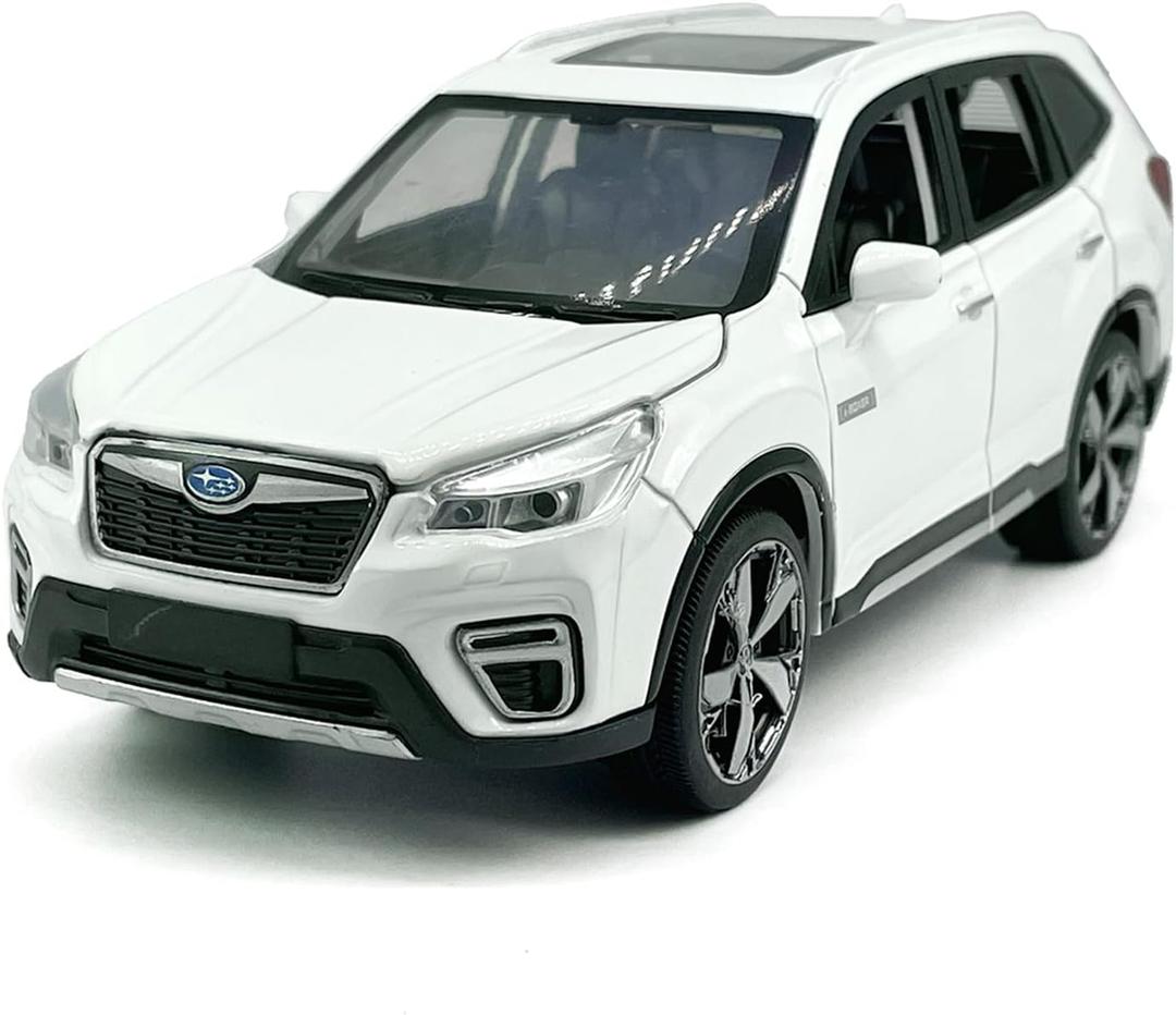 1:30 Scale 2021 Forester e-Boxer SUV Model Toy Car Metal Diecast Toy Vehicle, Doors Open, Light Sound, Pull Back, Toys for Boys Kids Gifts, Men Collection, Home Office Dcor, White