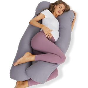 ZZZhen Pregnancy Pillow for Sleeping, U Shaped Maternity Pillow - 56 Inch with Grey Microfiber Removable Cover, Multi- Use and Support Back, HIPS, Legs, Belly for Pregnant Women Sleeping