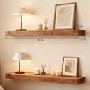 Solid Wood Floating Shelves,31.5in Finished Real Wood Wall Shelves with Heavy-Duty Hidden Bracket, Easy Installation, Set of 2, 31.5in x 7.1in x 1.5in, for Living Room Bedroom Kitchen,Bronze