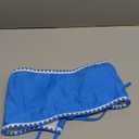 ZAFUL Women Textured Bandeau Bikini Top Lace up Strapless Swimsuit Solid Color High Cut Bathing Suits Top Only (Small, 1-2haze Blue)