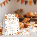 Little Pumpkin Baby Shower Diaper Raffle, Baby Shower Game, Include One 57 Sign and 50 Diaper Raffle Tickets, Fall Autumn Gender Reveal Party Decoration Supplies - FG05
