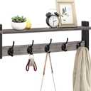 Homode Wall Hooks With Shelf, 24 Inch Coat Rack Wall Mount for Entryway, Clothes, Backpack, Key, Purse - Floating Shelf Hanging in Bathroom, Bedroom, Hallway, Rustic Grey