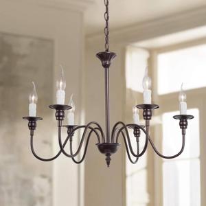 Dining Room Chandelier Over Table, 6-Light Oil Rubbed Brown Rustic Industrial Iron Chandeliers for Dining Room Light Fixtures Hanging, Living Room, Foyer, Bedrooms