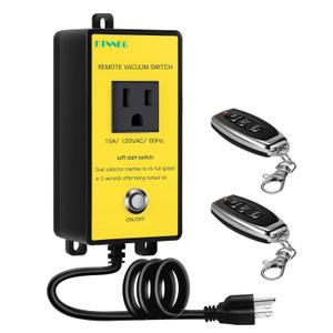 KTNNKG 120V Soft Start Outlet Automatic Switch, Remote Switch for Vacuum and Table Saw with 2 Remote Control,15A 60Hz 1800W