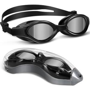 Aegend Polarized Swim Goggles, Upgraded Swimming Goggles High Nose Bridge Soft Silicone Anti-Fog No Leakage Adults Men Women (Silver)