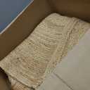 Jute Braided Area Rug, 5 feet Round, Stain Resistance Natural Handmade Circle Boho Area Rug for Entryways, Living Room, Bedroom, Farmhouse Vintage Decor, Reversible Jute Rug