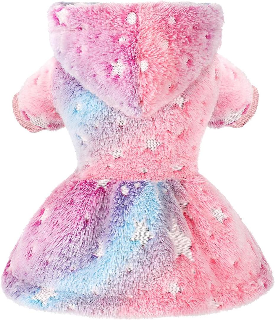 Dog Sweater Fleece Dog Hoodie Winter Puppy Clothes for Small Dogs Boy Girl Pet Cold Weather Doggie Coats Fall Doggy Sweatshirt for Chihuahua Yorkie Cat Sweater Costume (Rainbow Stars, Medium)