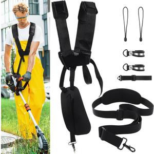 2 Pcs Black Comfort Padded Double Shoulder Strap Padded Belt, Trimmer Shoulder Strap Black with Long Trimmer Strap for Garden Brush Cutter Lawn Mower Leaf Blower String Trimmers