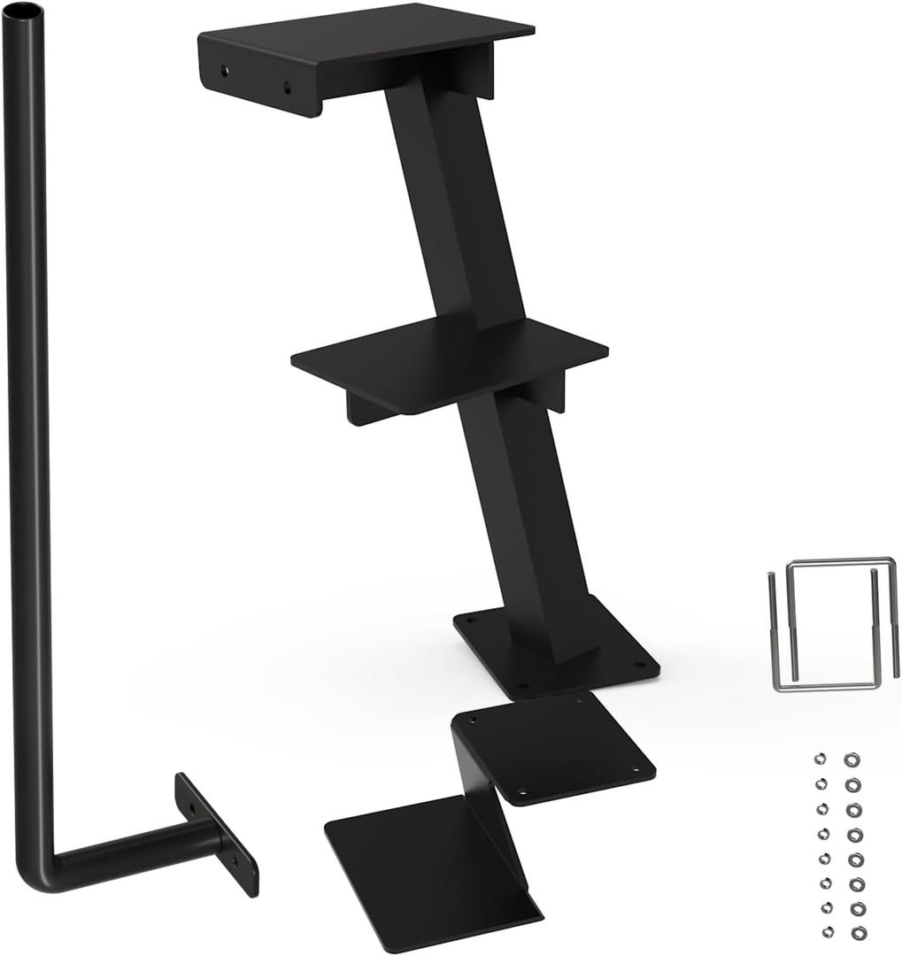 Trailer Step with Handle, Dual-Step Universal Boat Hauler Step, Supports Up to 500 lbs, Suitable for Various Types of Boat Hauler Frames, Black Heavy-Duty Hauler Step, Includes a Bonus Step
