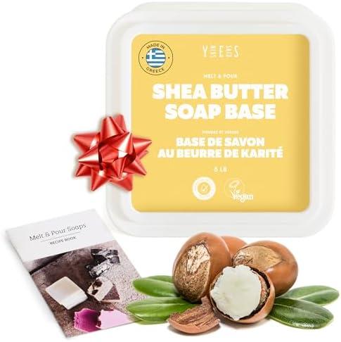 Skin Said Yes Shea Butter Soap Base - 5Lb Melt and Pour Soap Making Supplies with Organic Shea Butter - No Palm Oil, Vegan, Antioxidant-Rich and Gentle on the Skin - Crafting Recipe Book Included