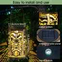 Glooglitter 2 Pack Tiki Solar Lanterns Tiki Bar Light Decor Hawaiian Tropical Luau Party Decorations Outdoor Waterproof Hanging Lantern Metal Hollowed Out Decor for Tropical Aloha Garden Patio Lawn