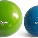 A2ZCARE Toning Ball - Weighted Toning Exercise Ball - Soft Weighted Medicine Ball for Pilates, Yoga, Physical Therapy and Fitness (Blue (2lbs) and Green (4lbs))