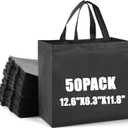 50Pcs Reusable Non Woven Shopping Bags Large Foldable Totes Bag with Handles Grocery Handbag Bulk for Boutiques