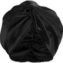 QFE Shower Cap For Women Silk Satin Hair Bonnet for Sleeping Caps For Reusable Waterproof Bonet Curly Sleep Large Gorro De Para Dormir Anti Frizz Bonets Cover Cute Night Protecto Black