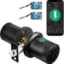 Fingerprint Door Knob, Keyless Entry Smart Door Knob with Touchscreen Keypad, Key FOB, App Control, Auto Lock, Voice Prompts, 300+ User Capacity, Door Lock for Bedroom, Gate, Office, Matte Black