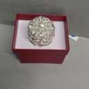 Double Ring Box for Wedding Ceremony, Engagement Proposal, Vintage White Crystal Gift (2 Slot)