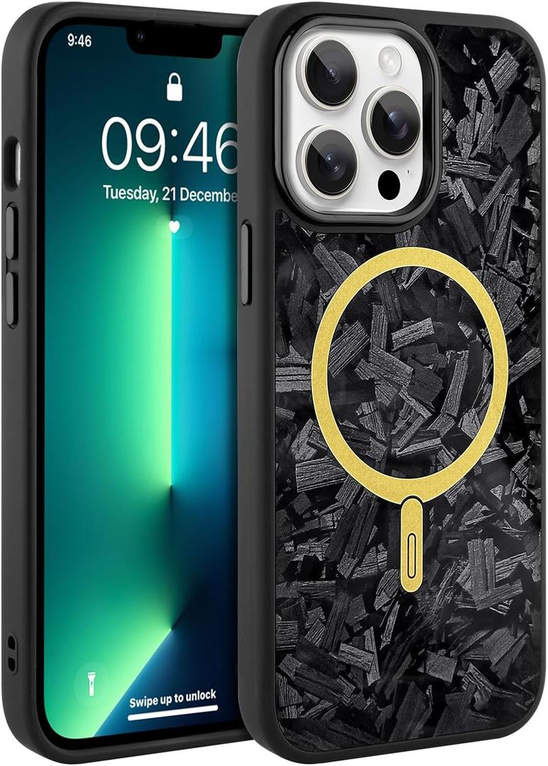 AIGOMARA Magnetic for iPhone 13 Pro Case, Compatible with Magsafe, Glossy Slim Hard PC Back Soft TPU Bumper Protective Shockproof Phone Case, Black