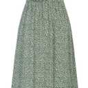 GRACE KARIN Women's 2025 Summer Floral Boho Dress Square Neck Strapped Swing A Line Sundress Beach Long Maxi Outfits (Green) XL 