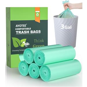 Compost Bags 3 Gallon 125 Packs,AYOTEE Compostable Trash Bags 3 Gallon, Small Biodegradable Trash Bags