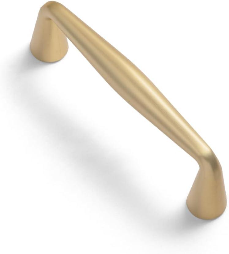 Goo-Ki Brushed Brass Zinc Alloy Cabinet Handles - 3''(76mm) Hole Center Affordable Luxury Cabinet Pull Hardware for Bedroom, Kitchen, 6 Pack