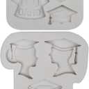 Graduation Silicone Mold, Cap and Gown Theme Fondant Mold Graduation Cake Decorating Mold for DIY Fondant Clay Craft