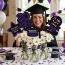 2 x 25 Pcs Purple and Black Class of 2026 Congrats Grad Table Centerpieces Congratulate Graduation Centerpiece Sticks for Graduation Party Decorations